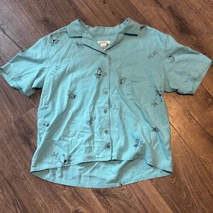 Natalie & Me Teal Linen Blend Shirt